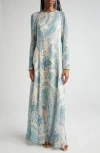 Zimmermann Illuminate Bead-embellished Paisley-print Crepe De Chine Maxi Dress In Turquoise Paisley