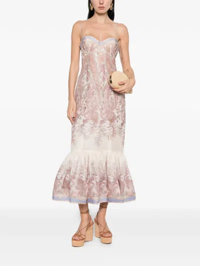 Zimmermann Paisley Midi Dress In Pink