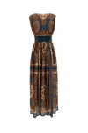 Zimmermann Mahon Waisted Maxi Dress With All-over Paisley Pattern In Brown