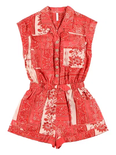 Zimmermann Kids' Paisley Print Belted Jumpsuit