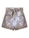 Zimmermann Womens Lilac Paisley Printed Belted Silk And Cotton Shorts In Purple