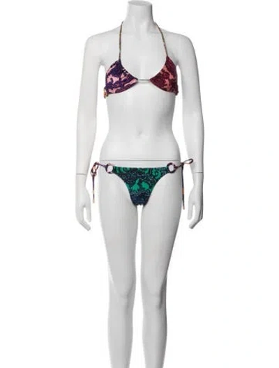 Pre-owned Zimmermann Paisley Print Bikini W/ Tags In Pink