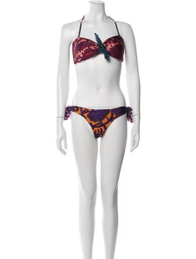 Pre-owned Zimmermann Paisley Print Bikini W/ Tags In White