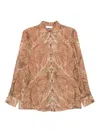 Zimmermann Cream Paisley Hypnotic Satin Shirt In Brown