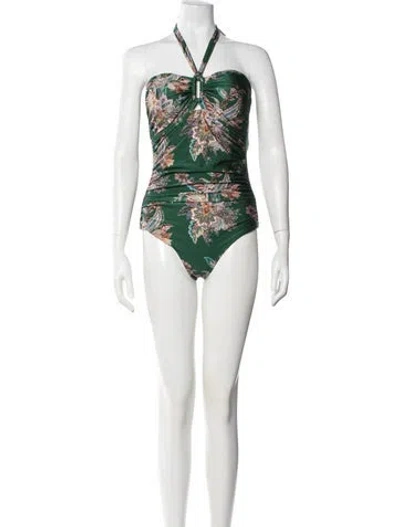 Pre-owned Zimmermann Paisley Print Cutout Accent One-piece In Brown
