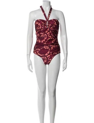 Pre-owned Zimmermann Paisley Print Cutout Accent One-piece In Purple