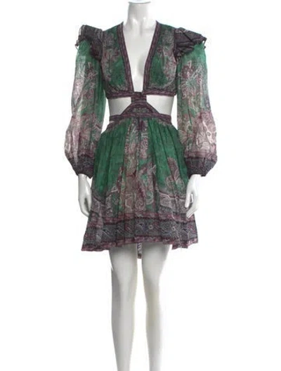 Pre-owned Zimmermann Paisley Print Knee-length Dress In Green