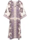 Zimmermann Paisley Print Linen Midi Dress In Purple