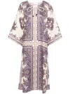 Zimmermann Paisley Print Linen Midi Dress In Purple