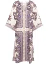 Zimmermann Paisley Print Linen Midi Dress In Purple