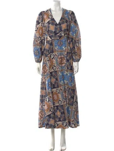 Pre-owned Zimmermann Paisley Print Long Dress In Blue