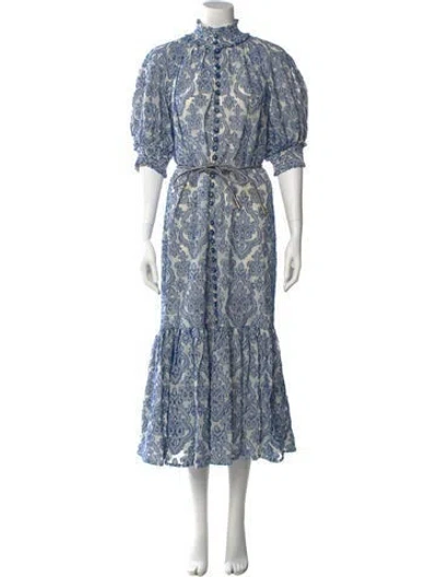 Pre-owned Zimmermann Paisley Print Long Dress In Blue
