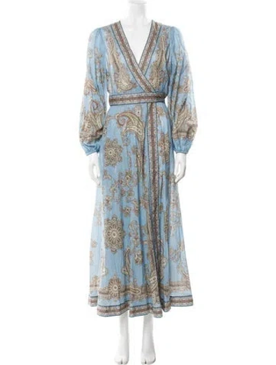 Pre-owned Zimmermann Paisley Print Long Dress In Blue