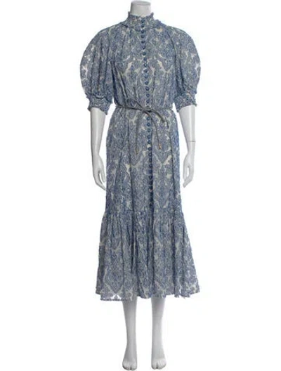 Pre-owned Zimmermann Paisley Print Long Dress In Blue