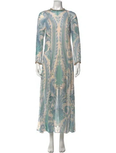 Pre-owned Zimmermann Paisley Print Long Dress In Blue