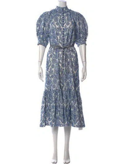 Pre-owned Zimmermann Paisley Print Long Dress In Blue
