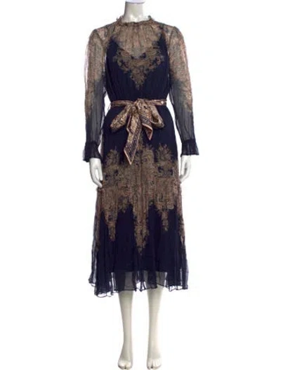 Pre-owned Zimmermann Paisley Print Long Dress In Blue