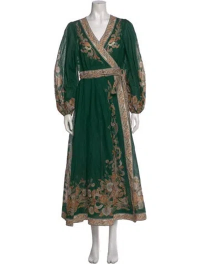 Pre-owned Zimmermann Paisley Print Long Dress In Green
