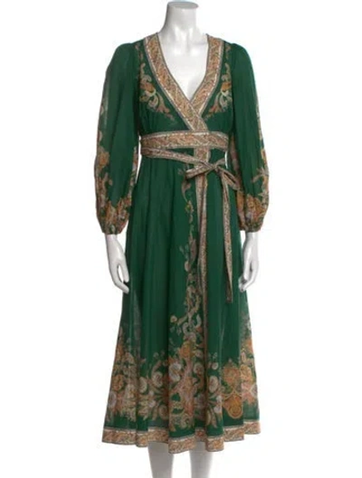 Pre-owned Zimmermann Paisley Print Long Dress In Green