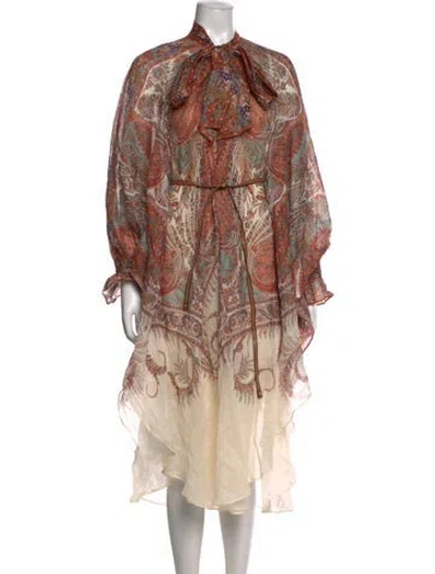 Pre-owned Zimmermann Paisley Print Long Dress In Multi
