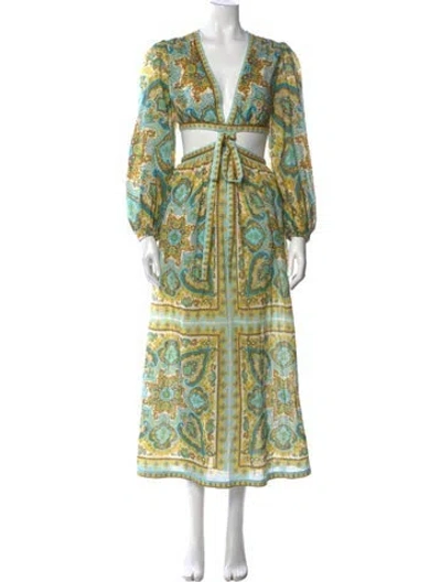 Pre-owned Zimmermann Paisley Print Long Dress In Multi