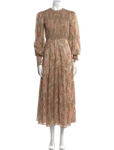 Pre-owned Zimmermann Paisley Print Long Dress In Neutral