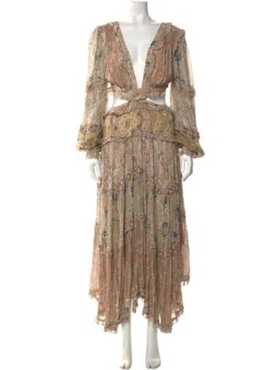 Pre-owned Zimmermann Paisley Print Long Dress In Neutral