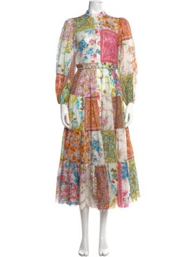 Pre-owned Zimmermann Paisley Print Long Dress In Neutral