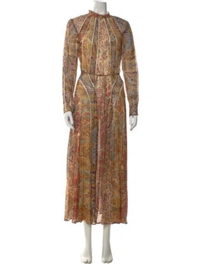 Pre-owned Zimmermann Paisley Print Long Dress In Neutral