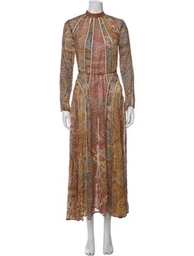 Pre-owned Zimmermann Paisley Print Long Dress In Neutral