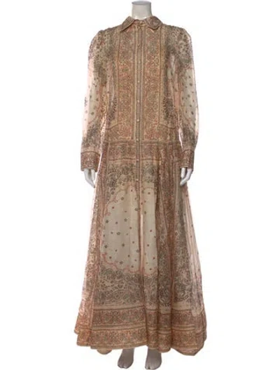 Pre-owned Zimmermann Paisley Print Long Dress In Neutral