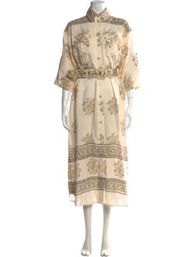 Pre-owned Zimmermann Paisley Print Long Dress In Neutrals