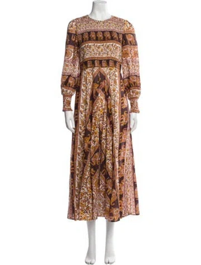 Pre-owned Zimmermann Paisley Print Long Dress In Orange