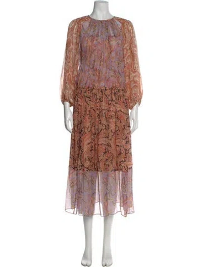 Pre-owned Zimmermann Paisley Print Long Dress In Orange