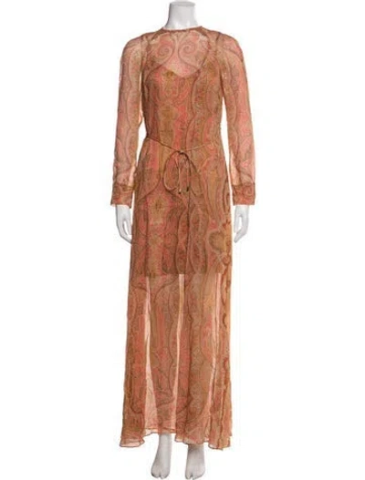 Pre-owned Zimmermann Paisley Print Long Dress In Orange