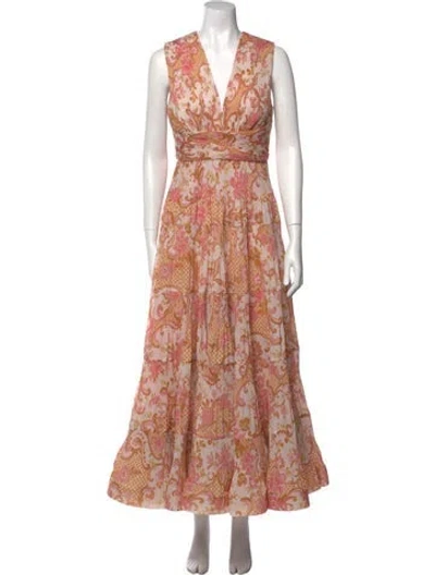 Pre-owned Zimmermann Paisley Print Long Dress In Pink