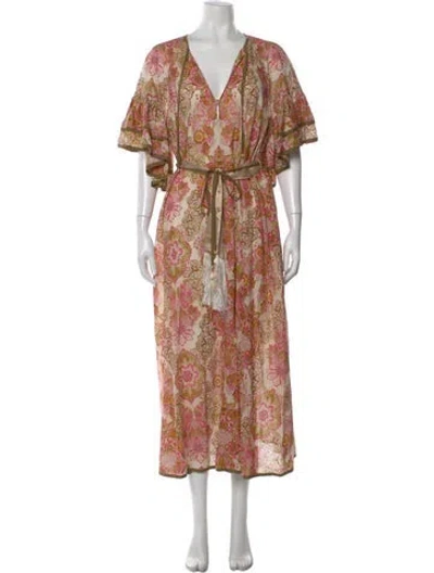 Pre-owned Zimmermann Paisley Print Long Dress In Pink