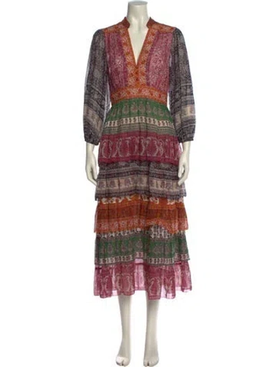Pre-owned Zimmermann Paisley Print Long Dress In Purple