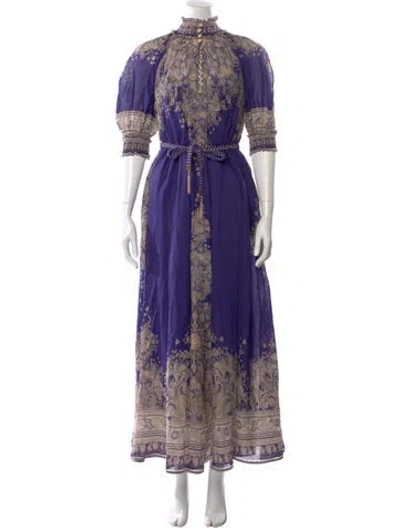 Pre-owned Zimmermann Paisley Print Long Dress In Purple
