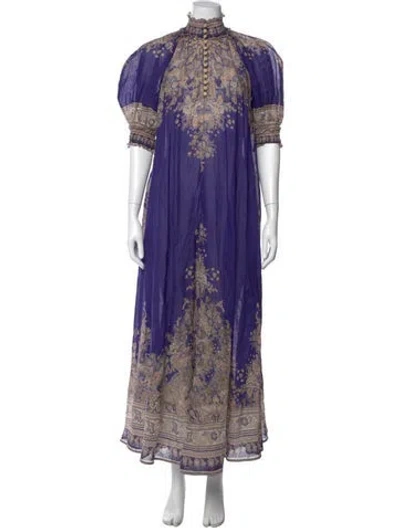 Pre-owned Zimmermann Paisley Print Long Dress In Purple