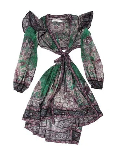 Pre-owned Zimmermann Paisley Print Long Dress In Purple