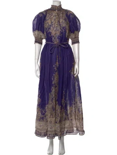Pre-owned Zimmermann Paisley Print Long Dress In Purple