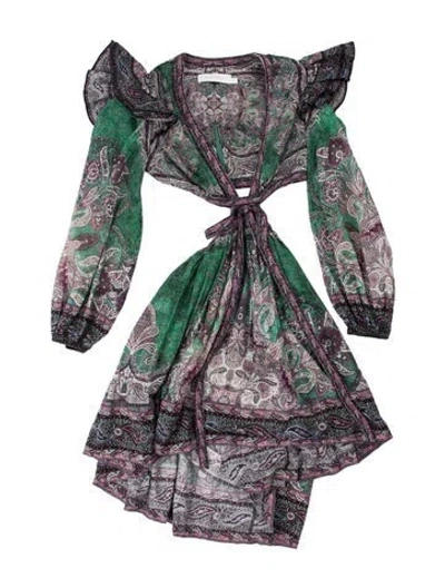 Pre-owned Zimmermann Paisley Print Long Dress In Purple