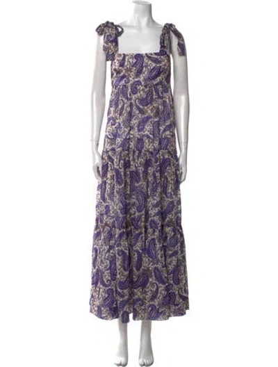 Pre-owned Zimmermann Paisley Print Long Dress W/ Tags In Purple