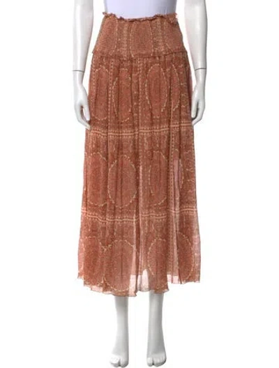 Pre-owned Zimmermann Paisley Print Long Skirt In Orange