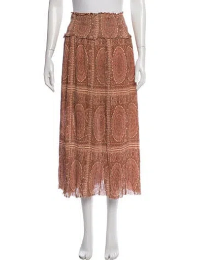 Pre-owned Zimmermann Paisley Print Long Skirt In Orange