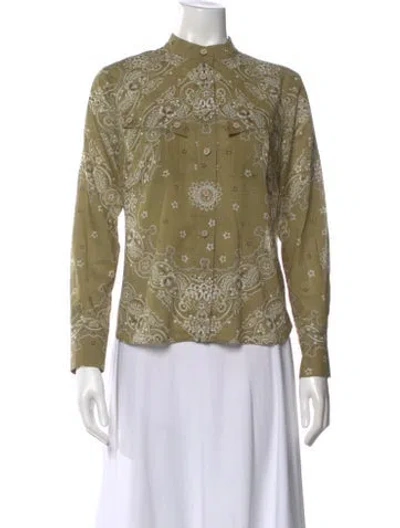 Pre-owned Zimmermann Paisley Print Long Sleeve Blouse In Gray
