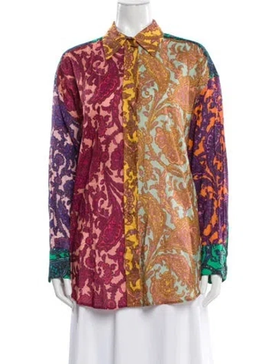 Pre-owned Zimmermann Paisley Print Long Sleeve Blouse In Multi