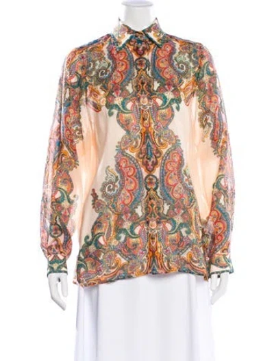 Pre-owned Zimmermann Paisley Print Long Sleeve Blouse In Multi
