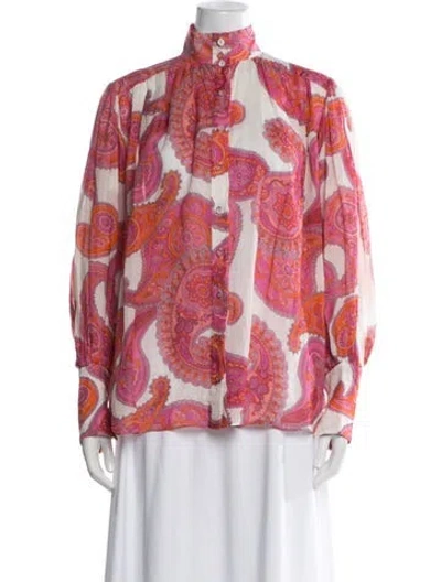 Pre-owned Zimmermann Paisley Print Long Sleeve Blouse In Multi